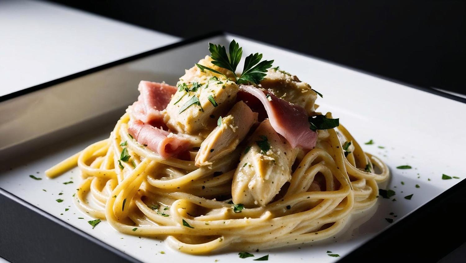 Carbonara with Chicken Ham 