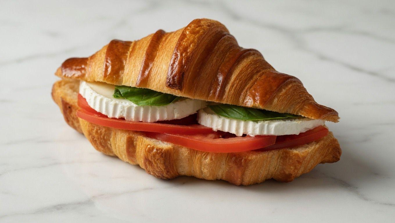 Goat cheese, tomato and pesto croissant