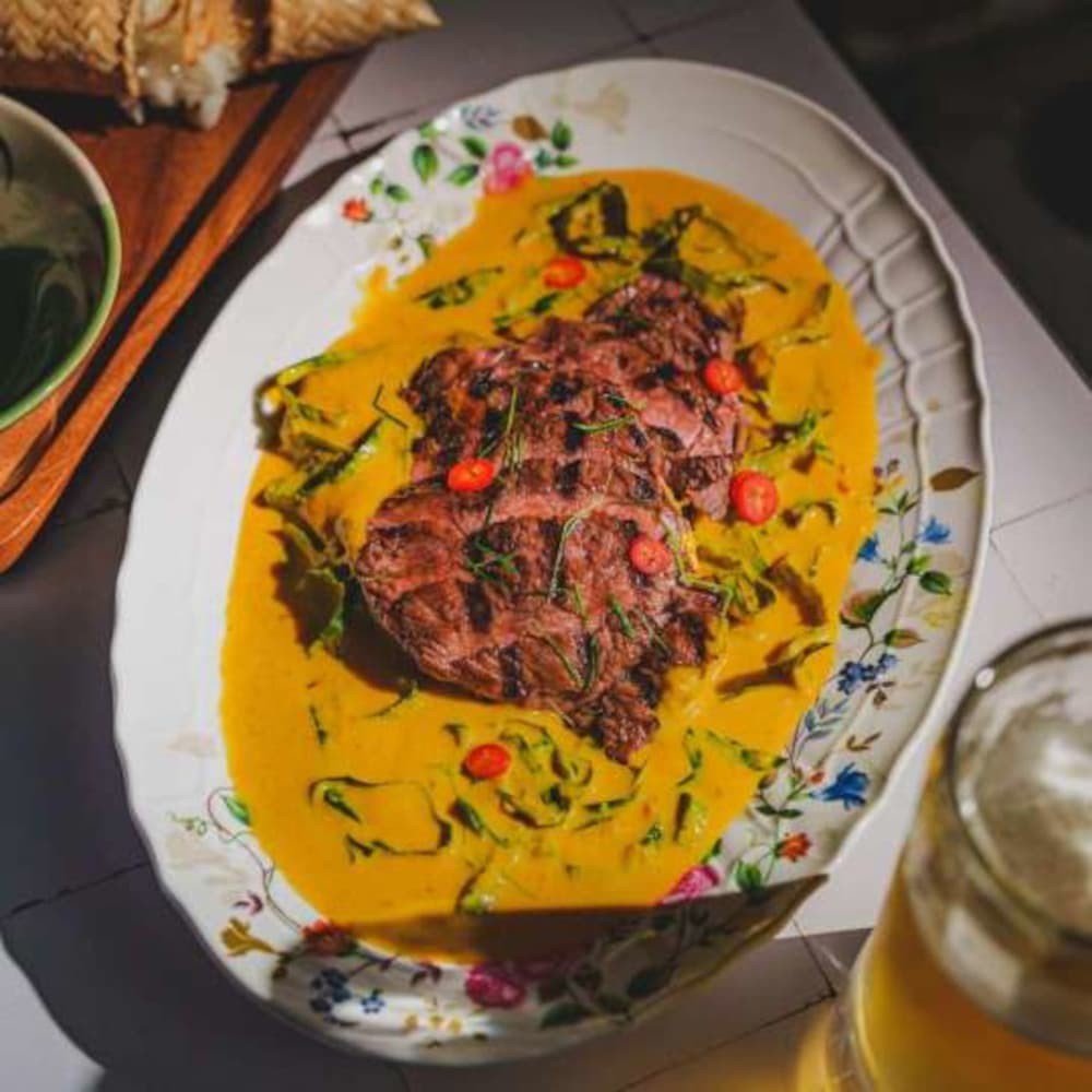 Grilled Wagyu Beef & Betel Leaves in Yellow Curry