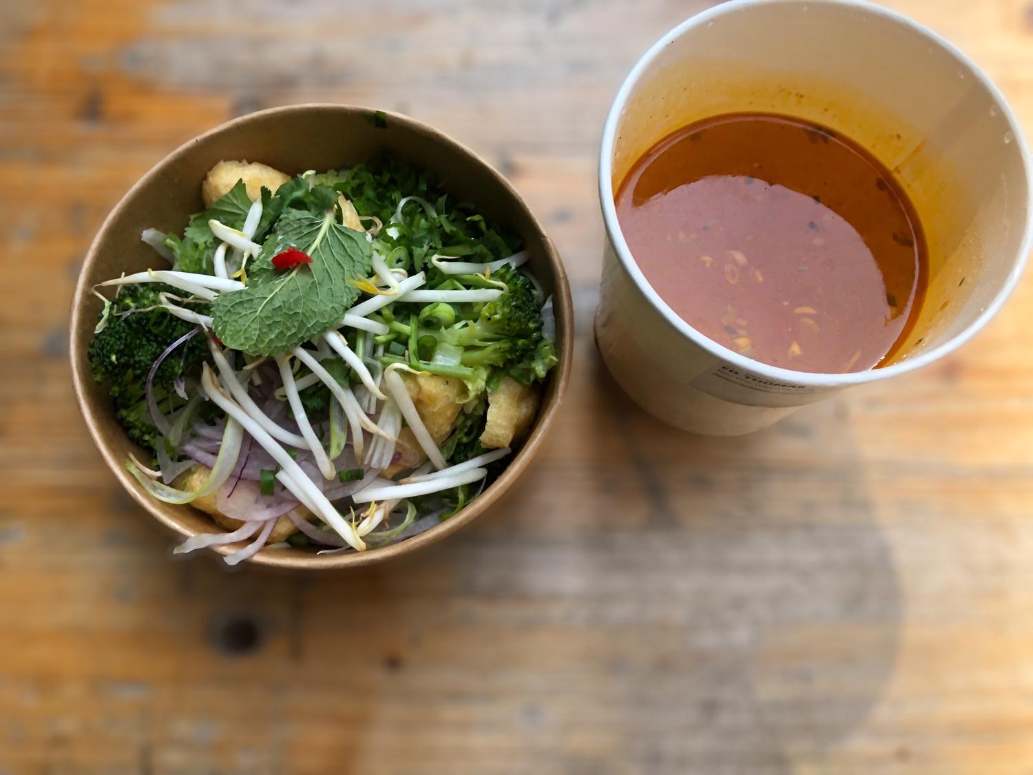 Tofu and Veg Dumpling Rice noodle salad