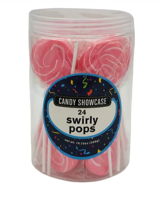 Pink Swirly Lollie Pops.  24 Pack