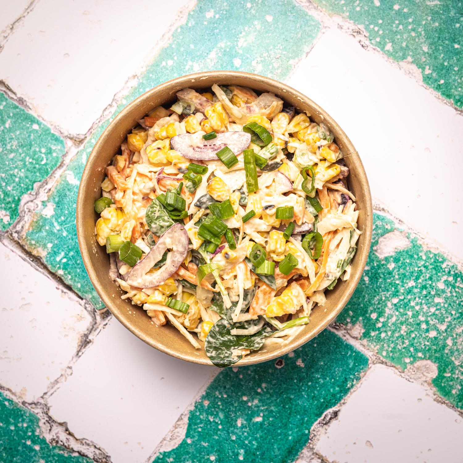 Spicy grilled sweetcorn slaw