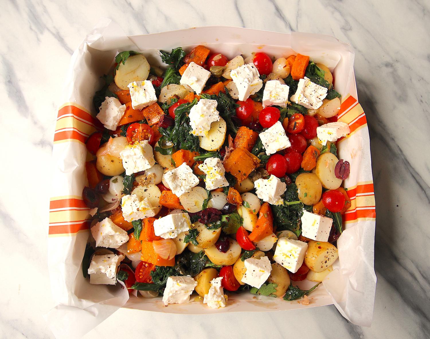 Super Squash Kale Salad with Feta 