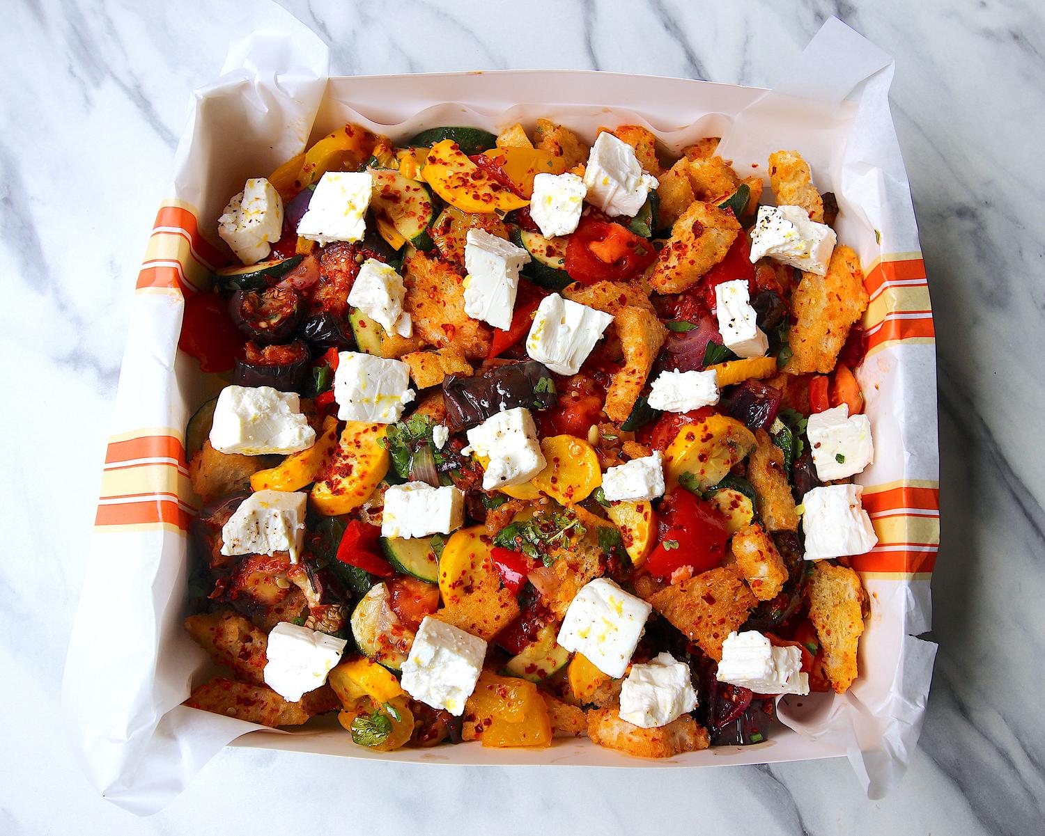Roasted Vegetable Panzanella with Feta 