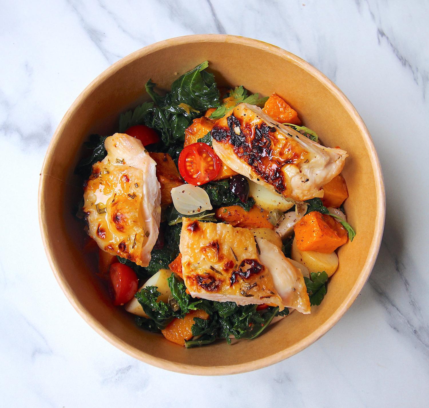 Super Squash & Kale Salad with Chicken