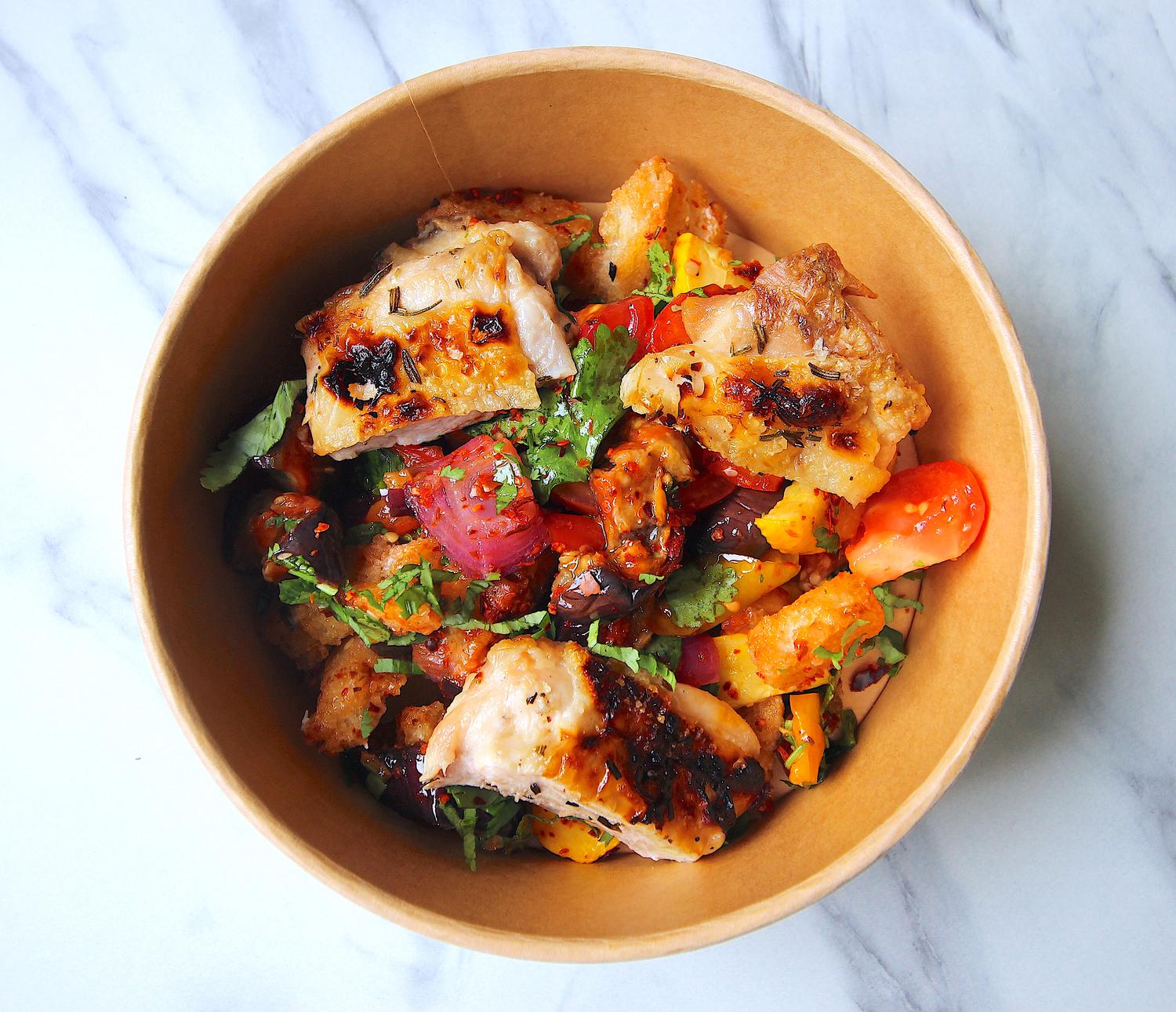 Roasted Vegetable Panzanella + Chicken