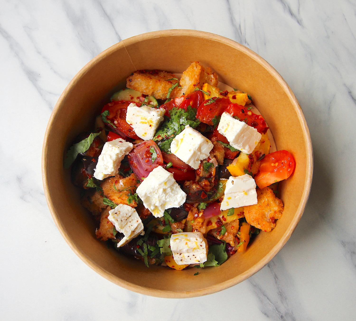 Roasted Vegetable Panzanella with Feta