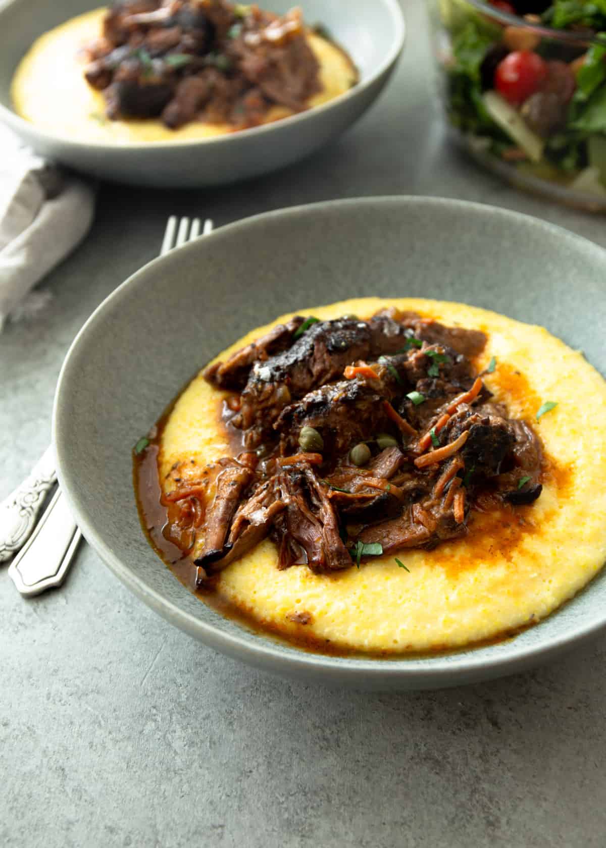Slow cooked Beef with Polenta
