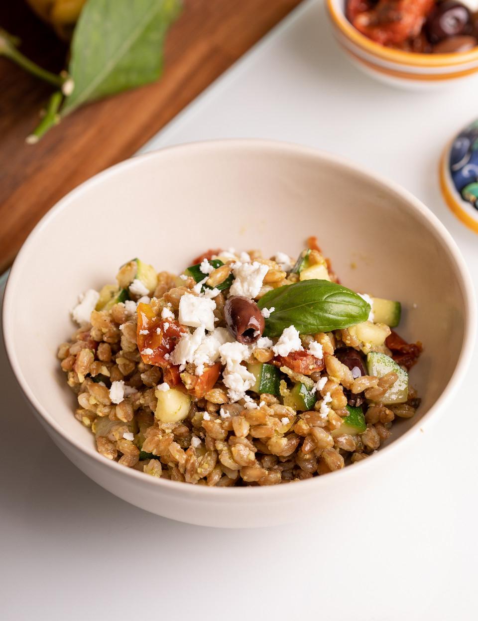 Spelt Salad with Roasted Vegetables & Feta
