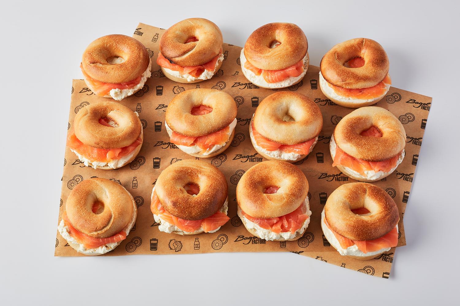Mini Salmon and Cream Cheese Bagels Platter