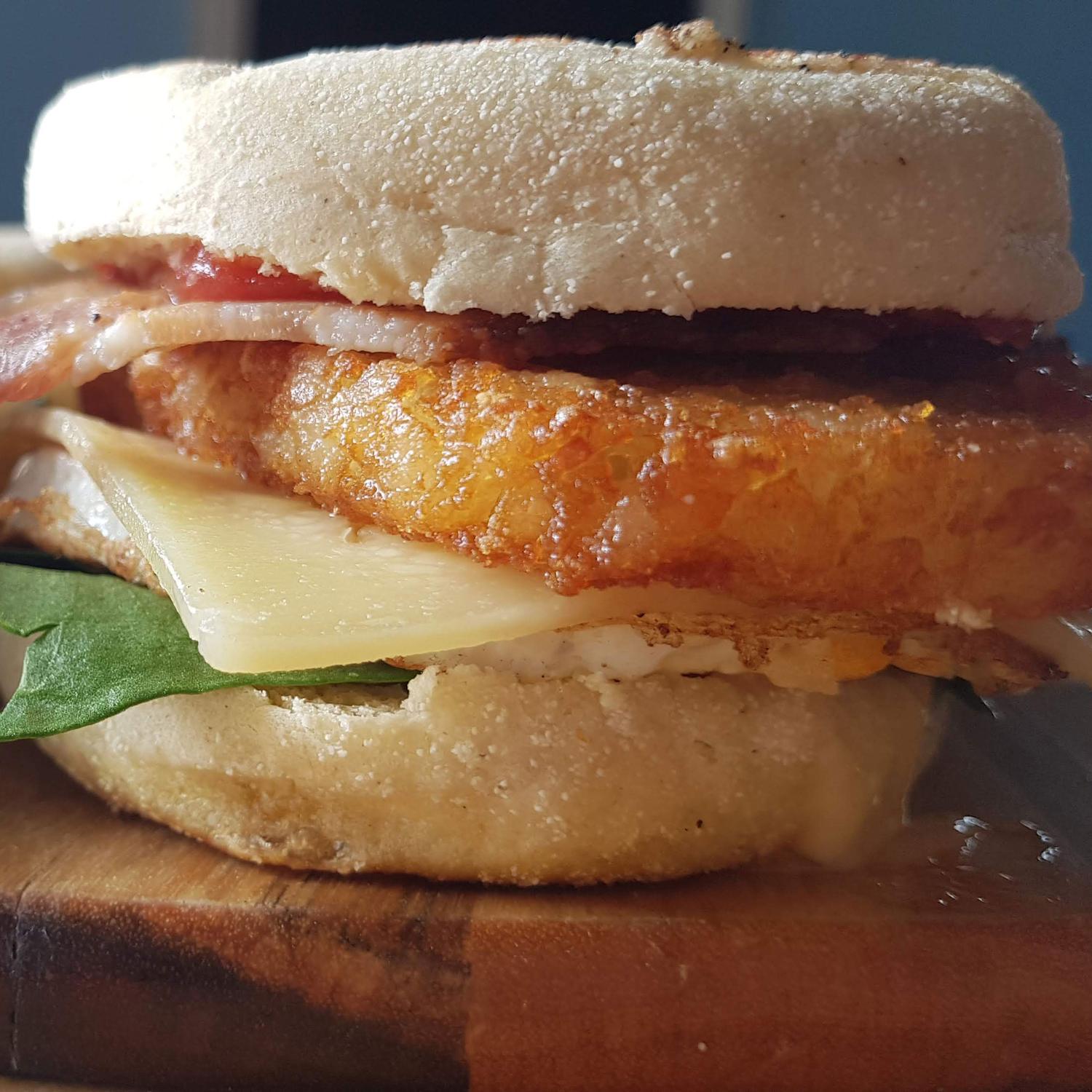 Bacon Egg Hash Brekky Muffin