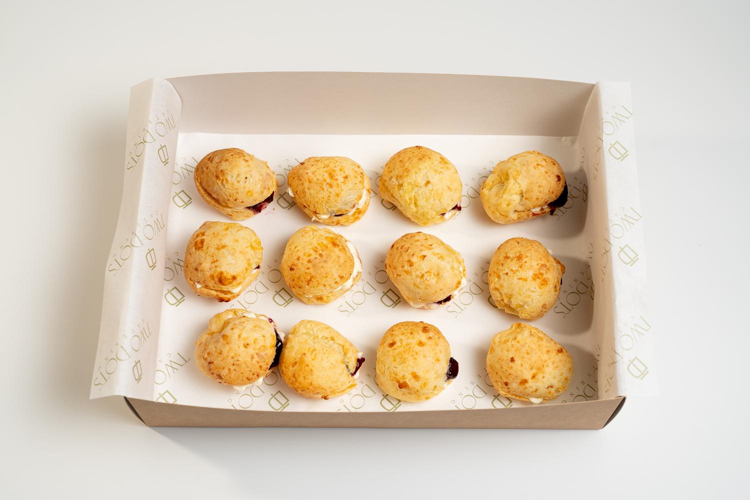 Brazilian Pão de Queijo, Cream Cheese & Jam