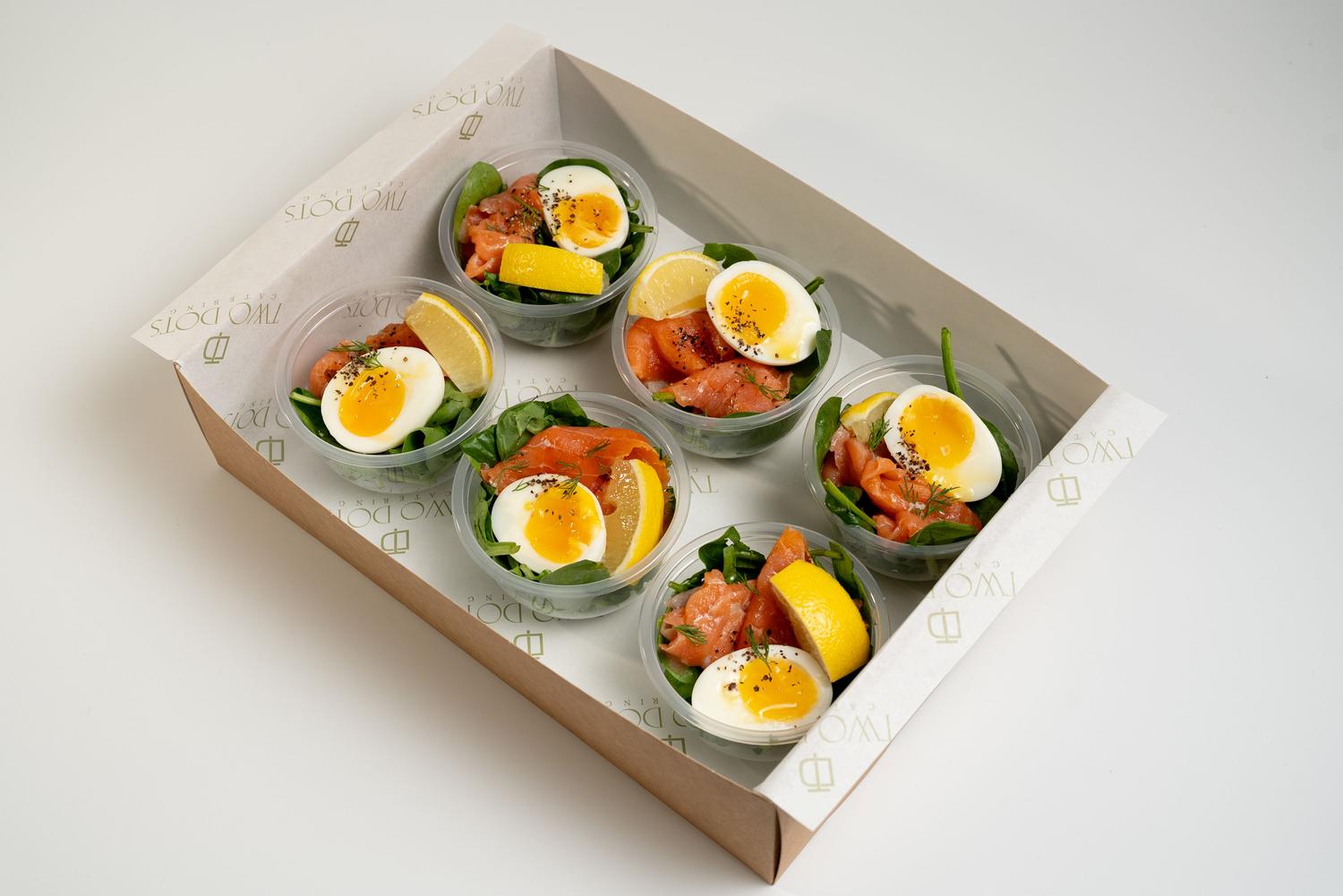 Protein Pot Smoked Salmon, Eggs, Spinach & Lemon