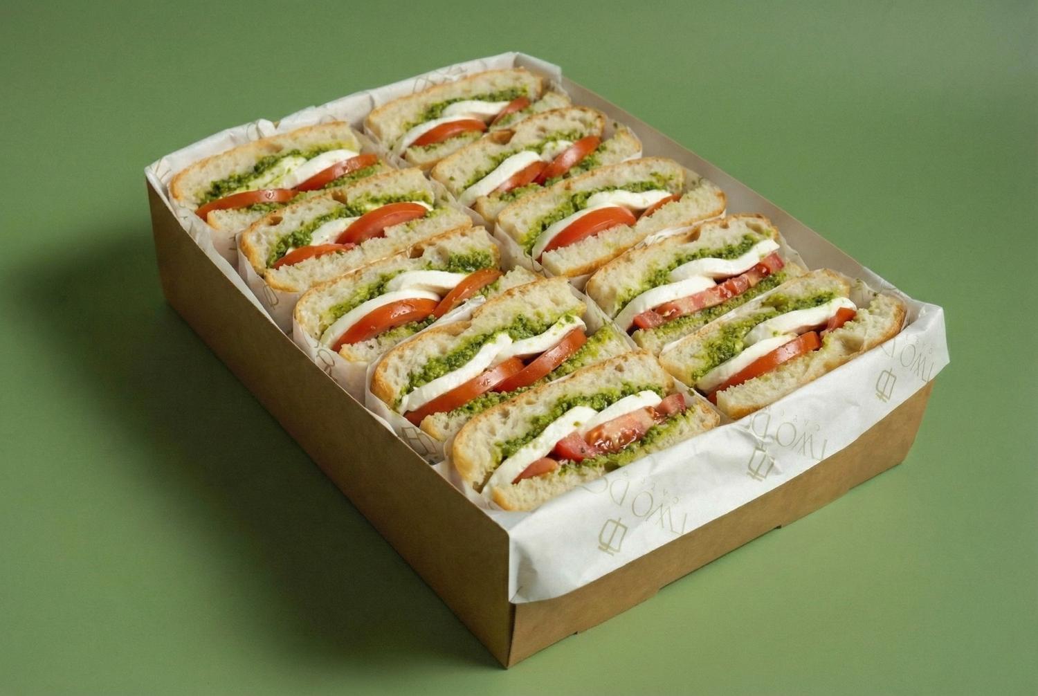 Mozzarella, Pesto & Sliced Tomato Focaccia