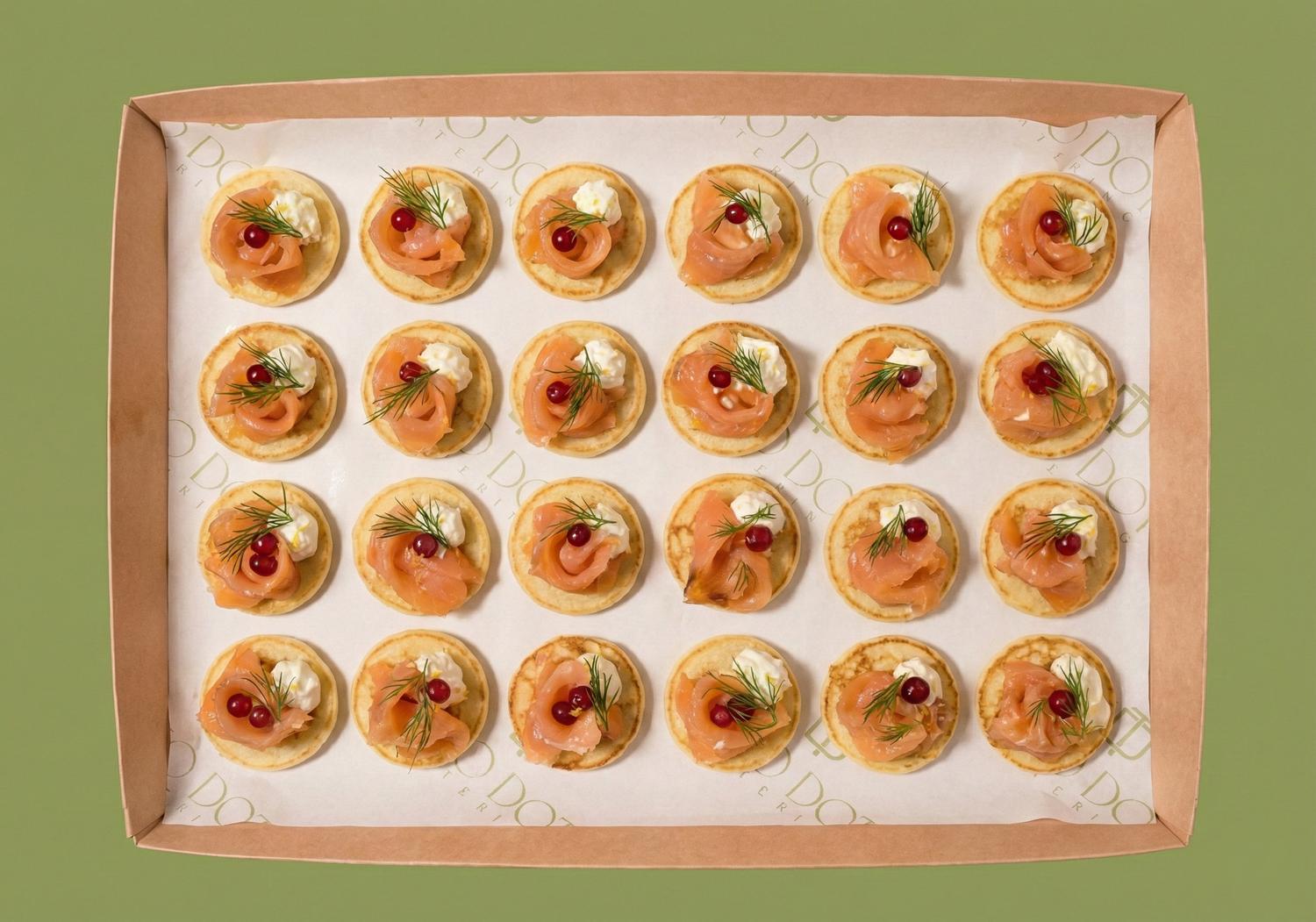 Smoked Salmon & Lemony soft cheese Blini