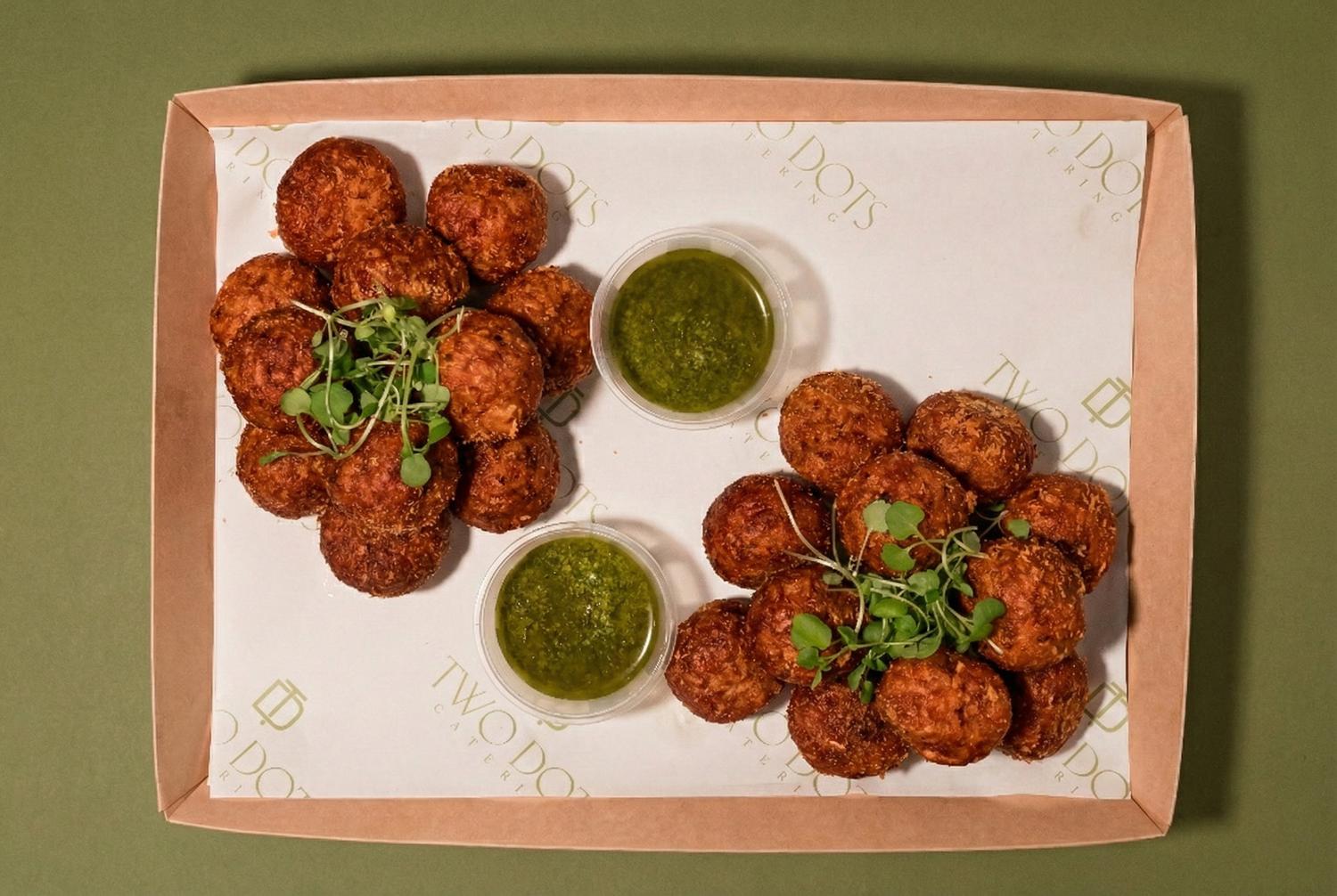 Tomato & Basil Arancini with Nut-Free Pesto