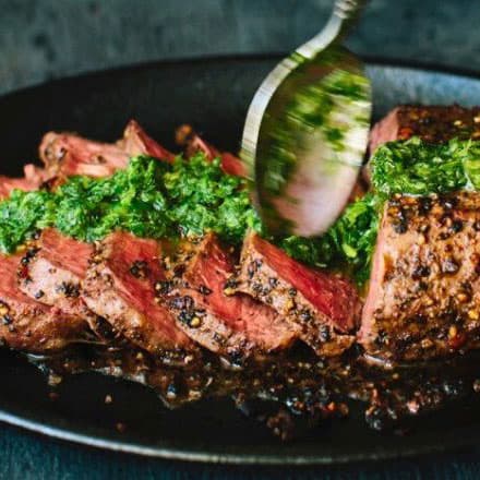 Eye Fillet w Herb-Infused Chimichurri Pepper Crust