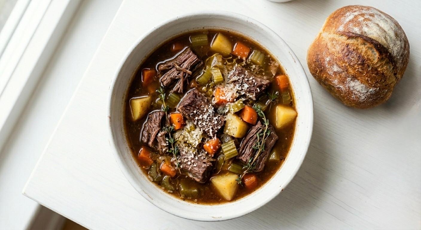 Slow-Braised Beef & Vegetable Soup