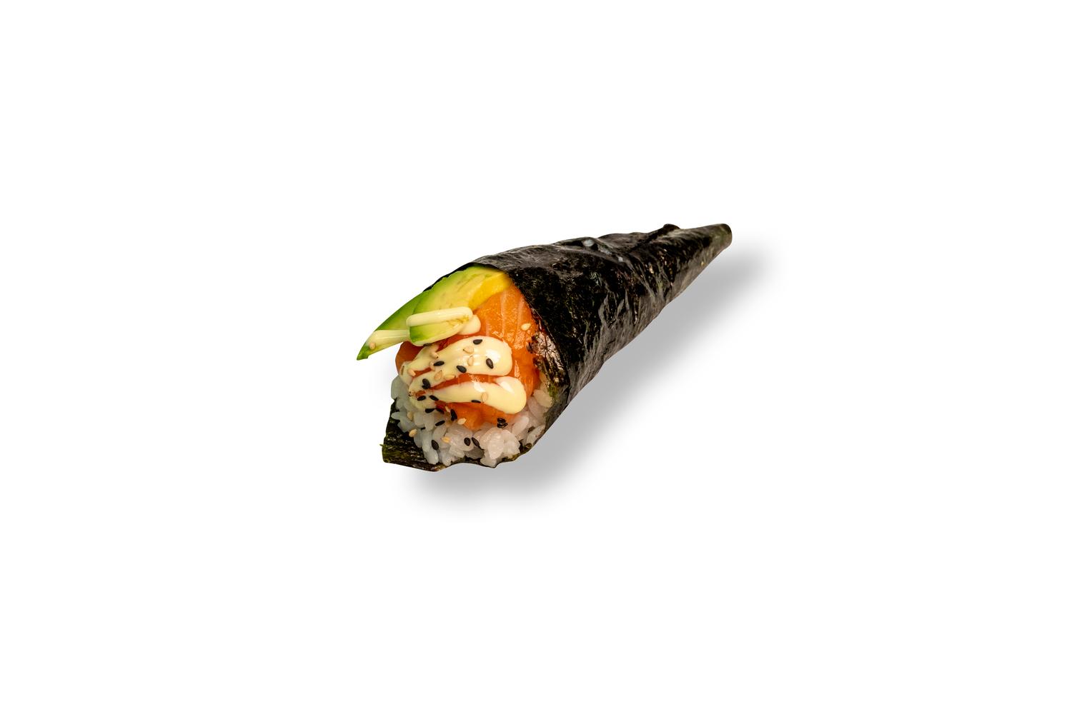 Salmon and avocado temaki