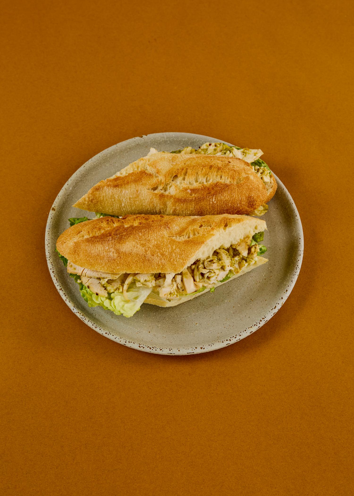 Chicken pesto & mayo on baguette