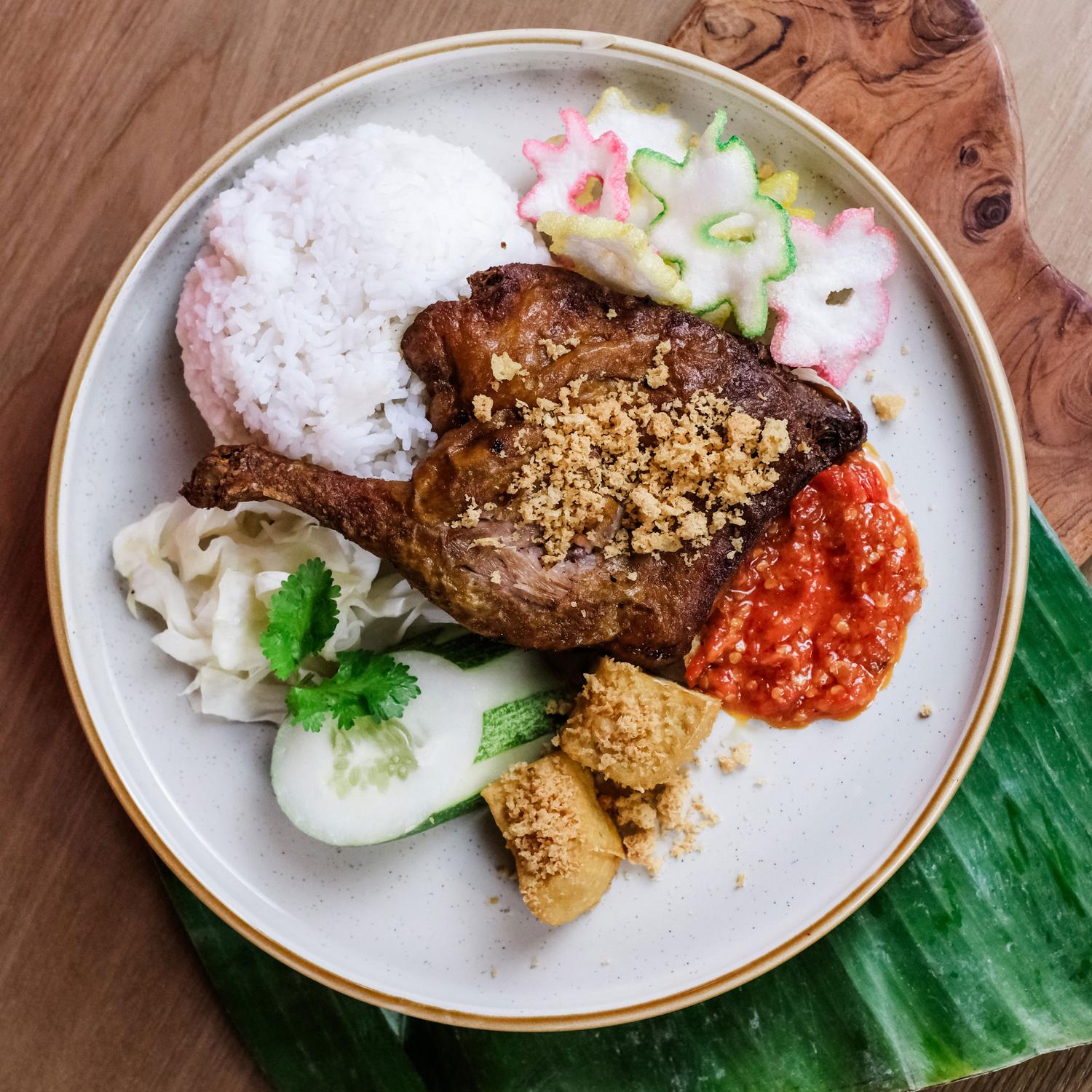 Bebek Bakar with Rice