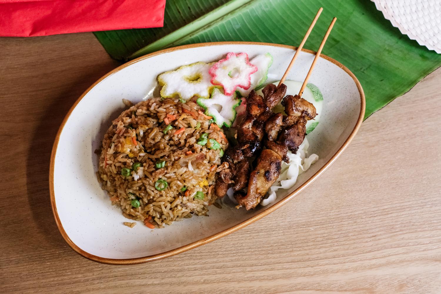Nasi Goreng w/ Sate Ayam (2 pcs)