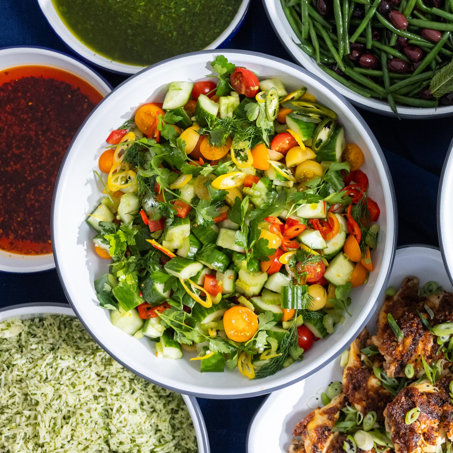 Chopped salad, peppers, celery, cucumber & herbs 