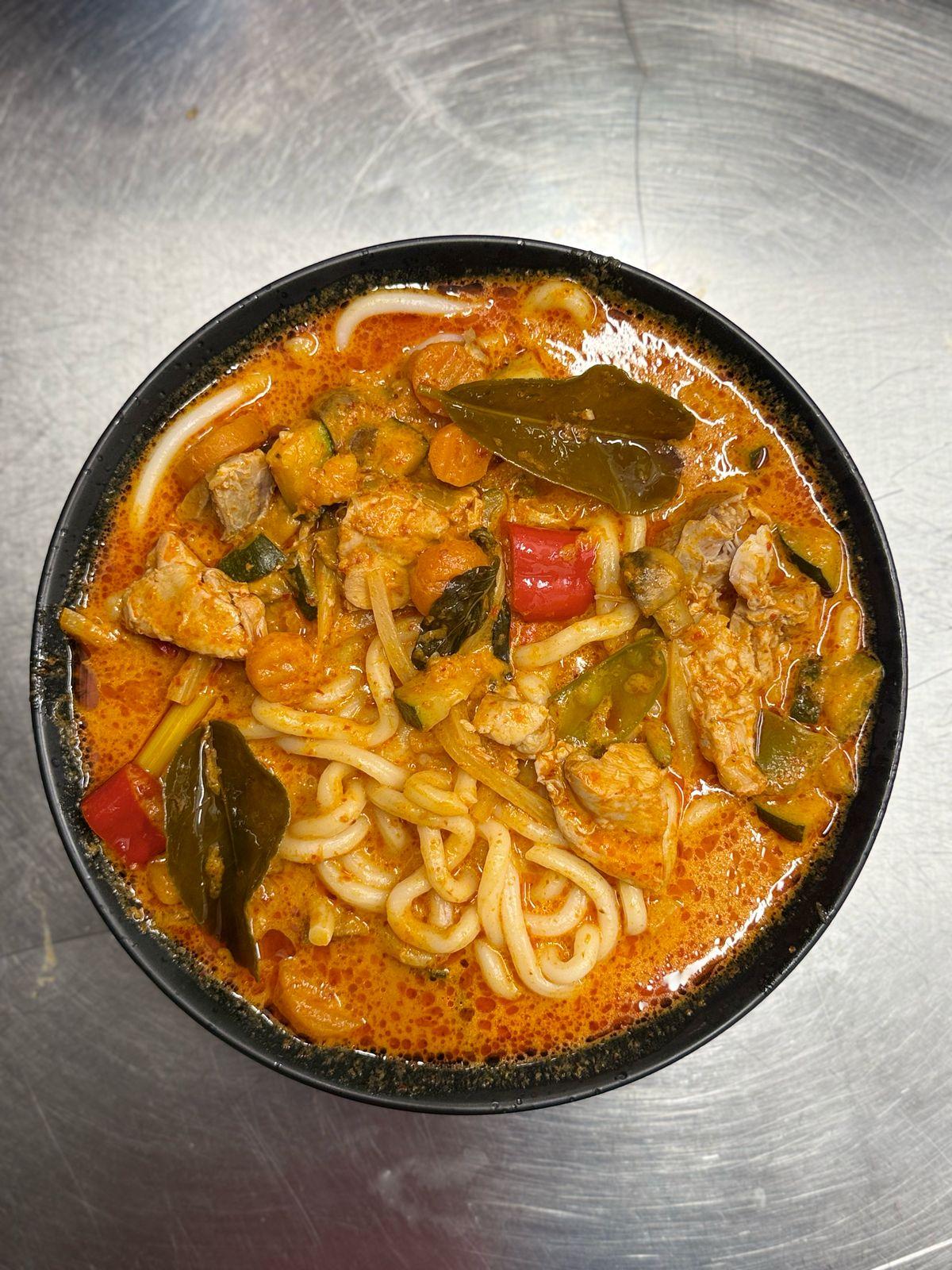Udon Noodles in Chicken Red Thai Curry