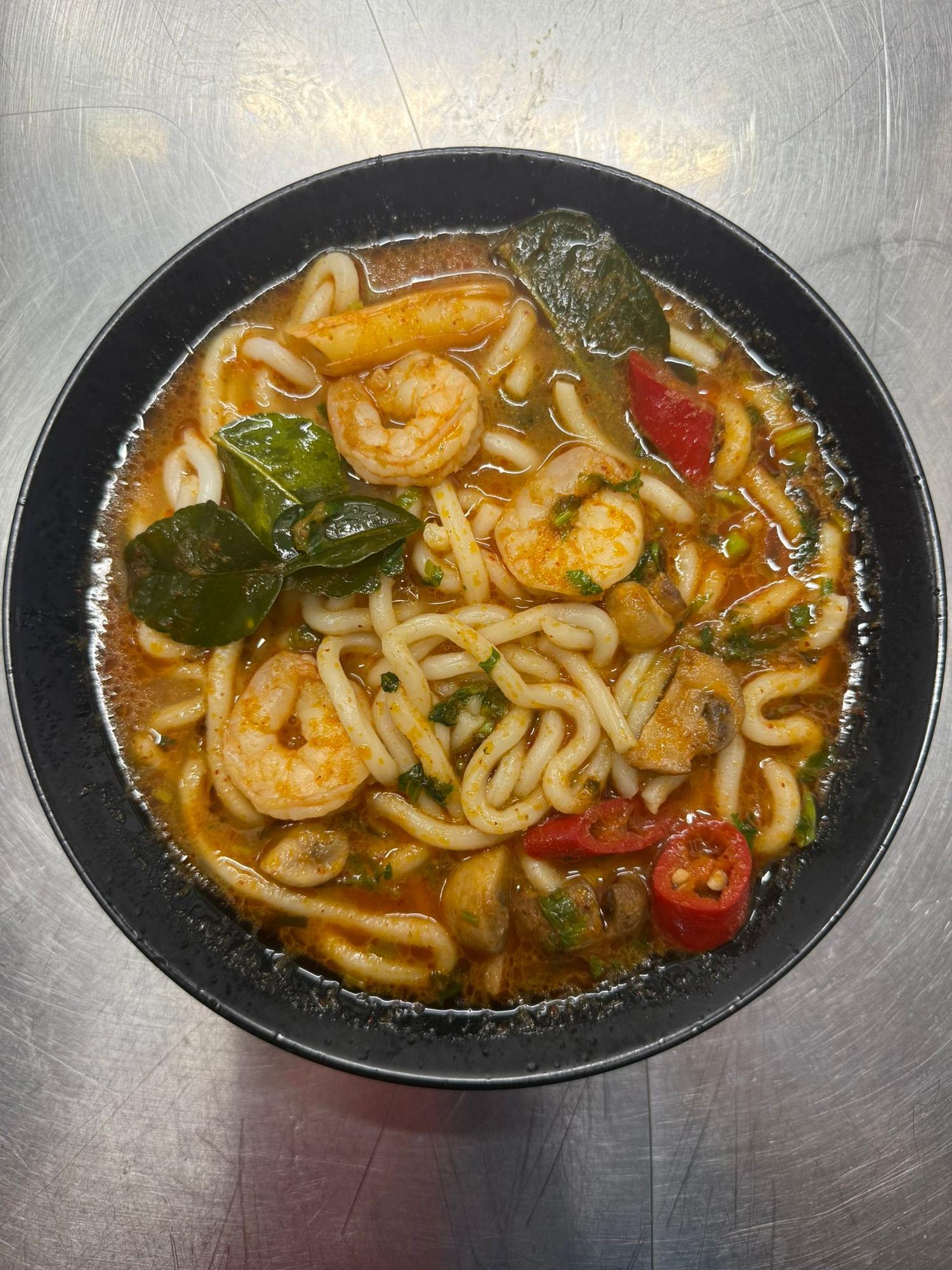 Udon Noodles in Tom Yum Prawn
