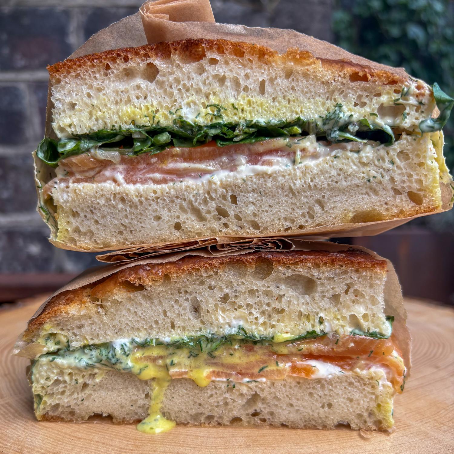 Smoked Trout and Dill Focaccia Sandwich