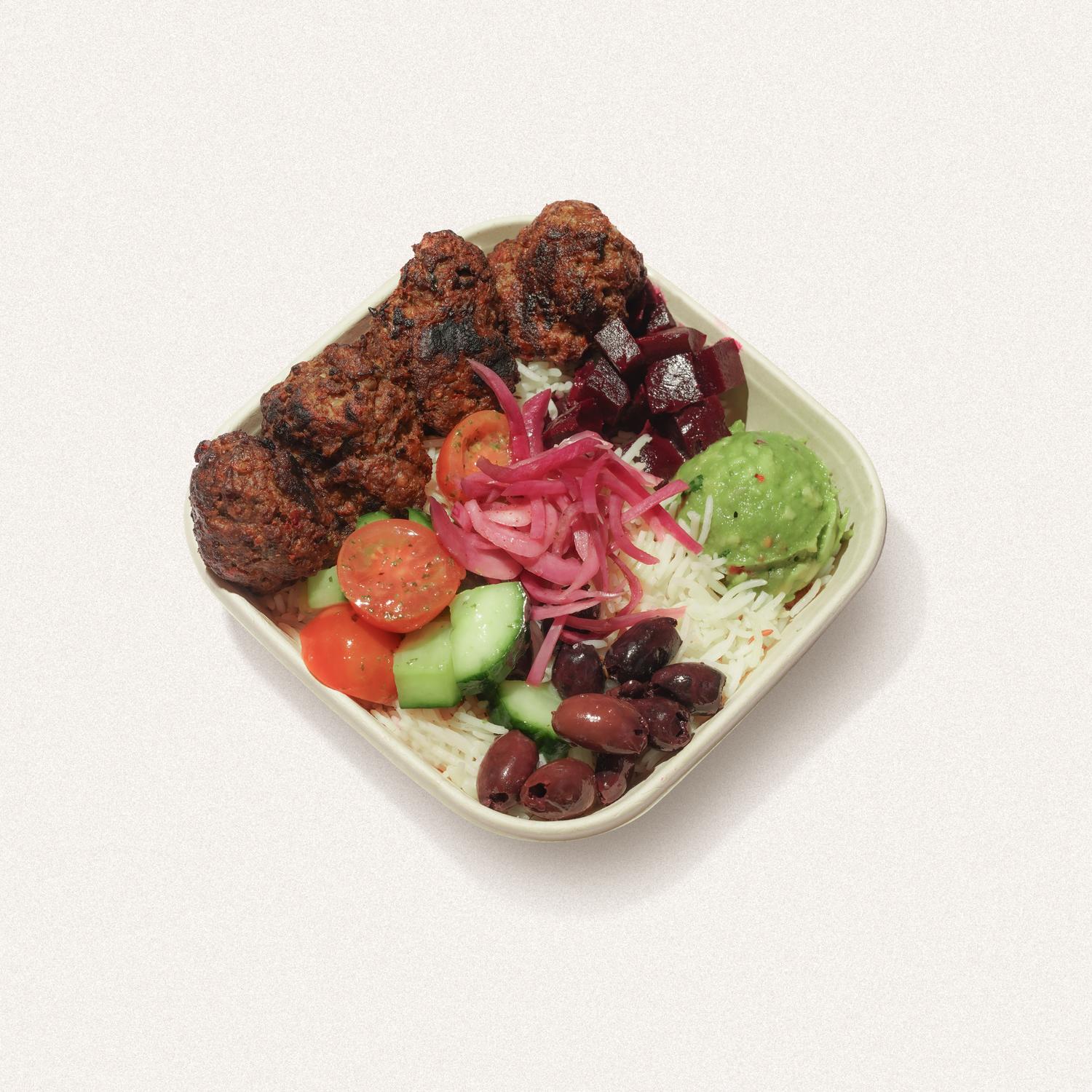 Lamb kofte + guac bowl