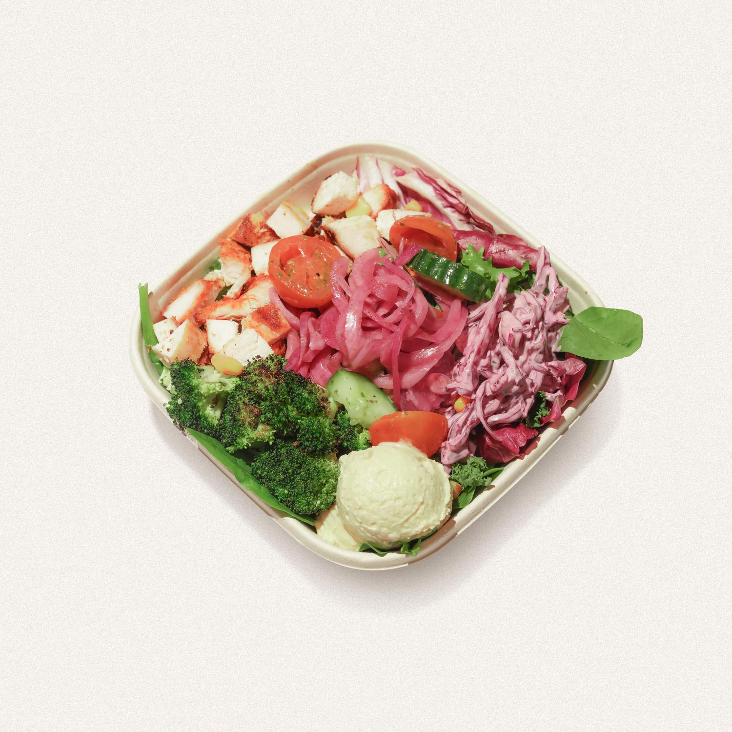 Chicken + hummus salad
