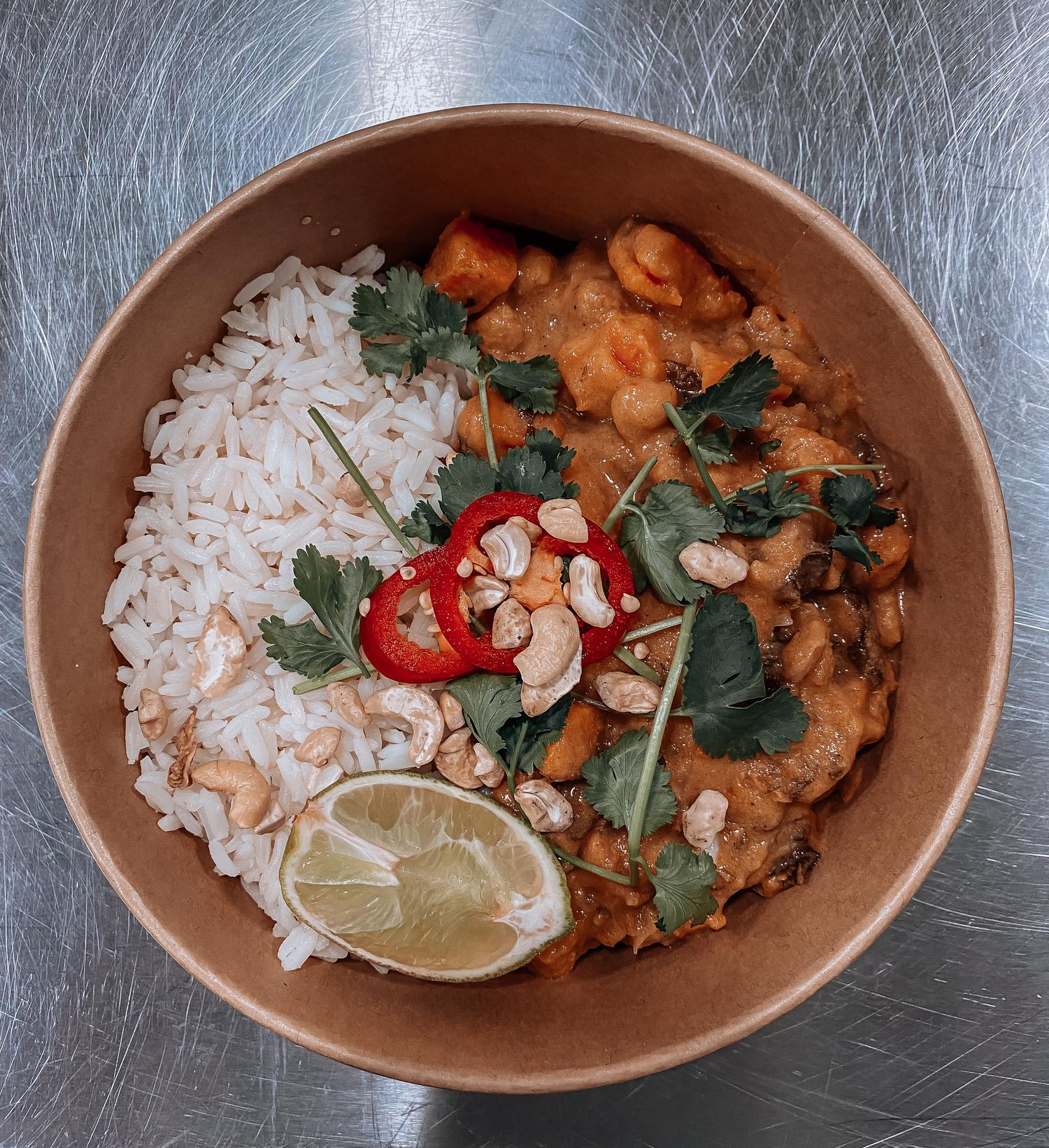 Sweet Potato Chickpea Coconut Curry Bowl
