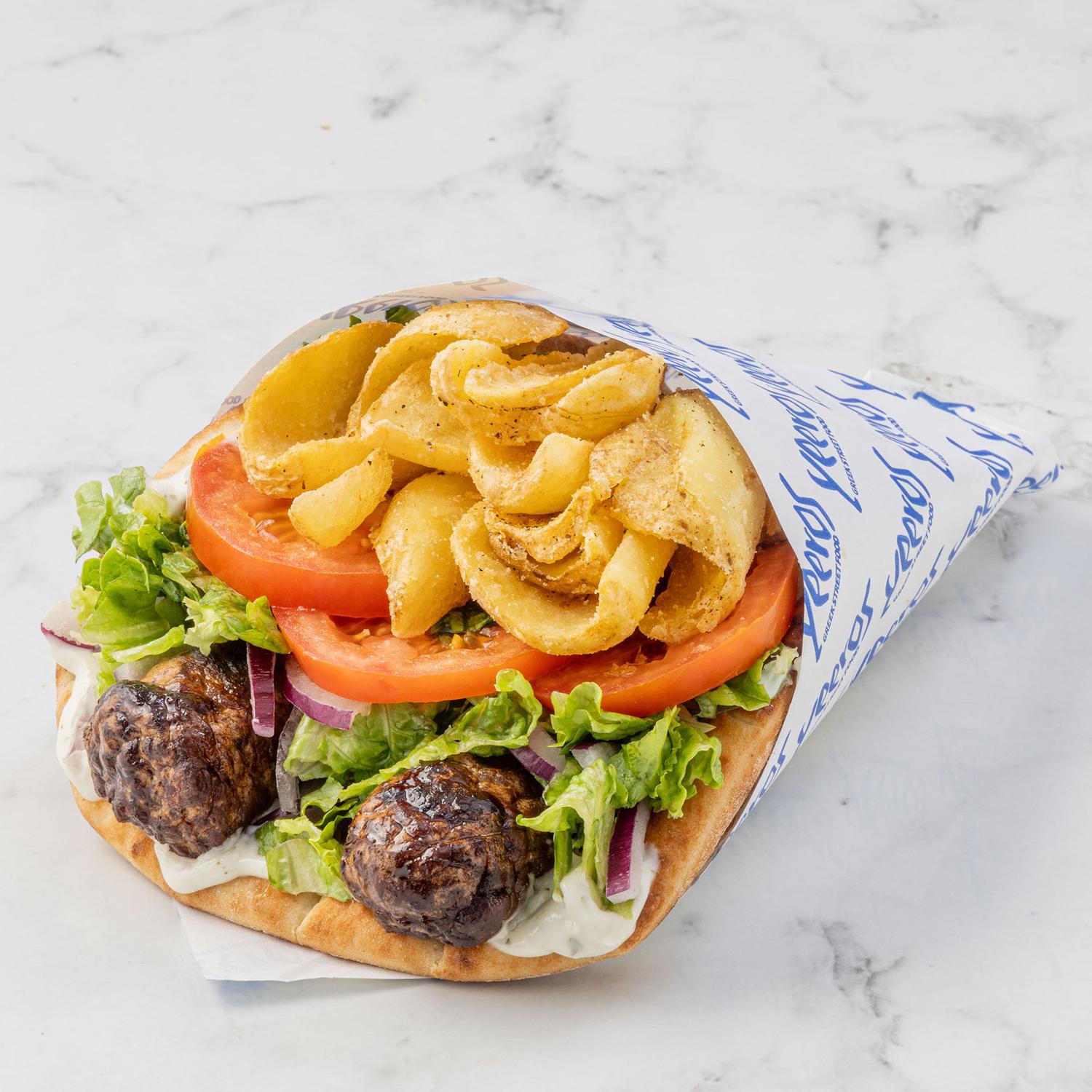 Greek Style Shish Lamb Kebab pita