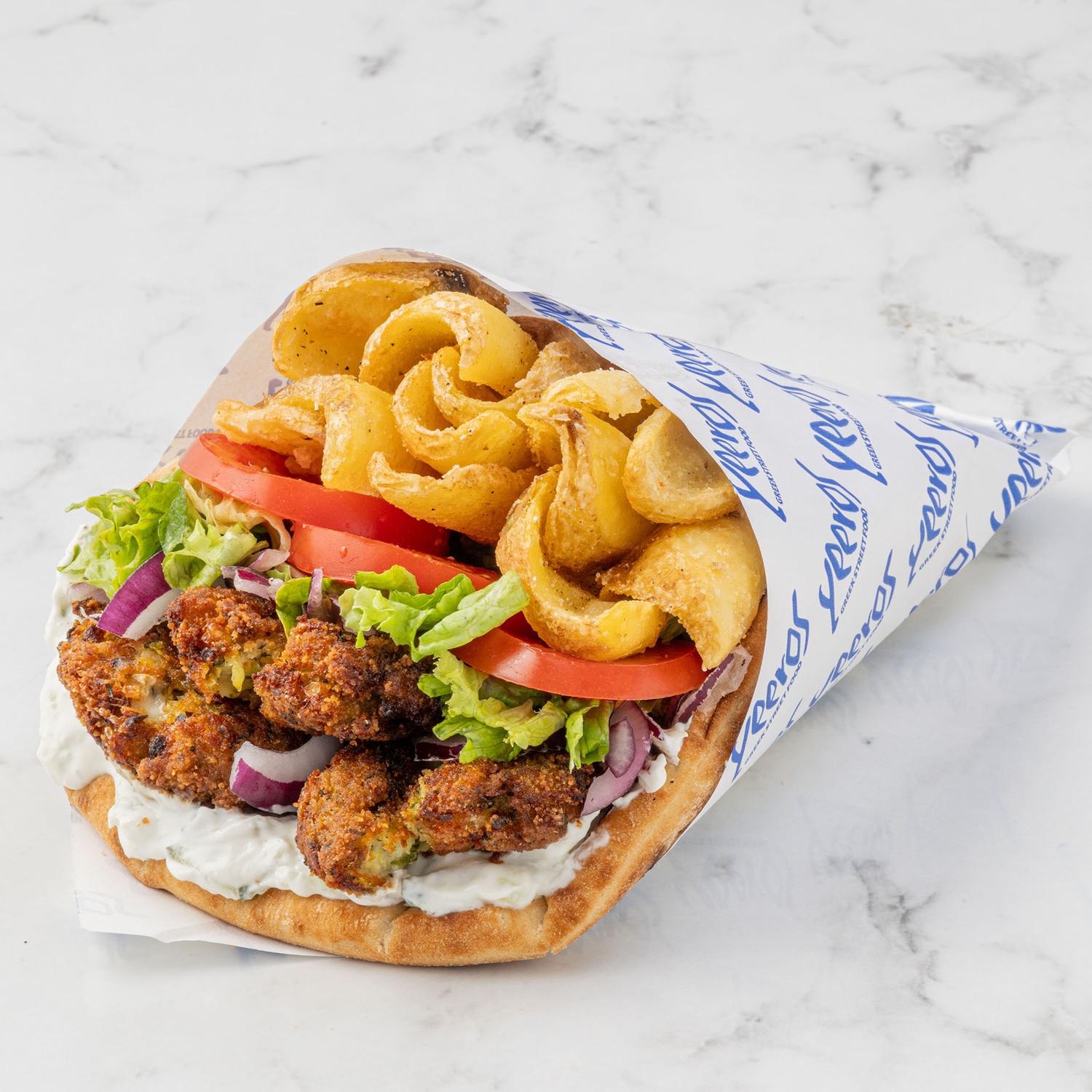 Zucchini Feta Fritters pita wrap