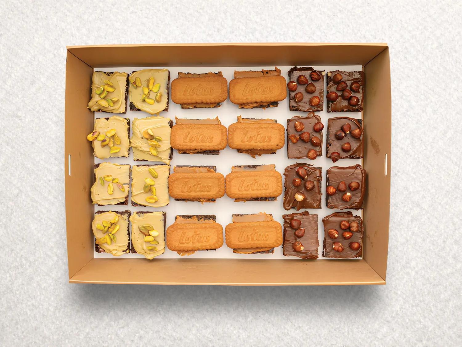 Mixed Pistachio, Nutella & Biscoff Brownies Box