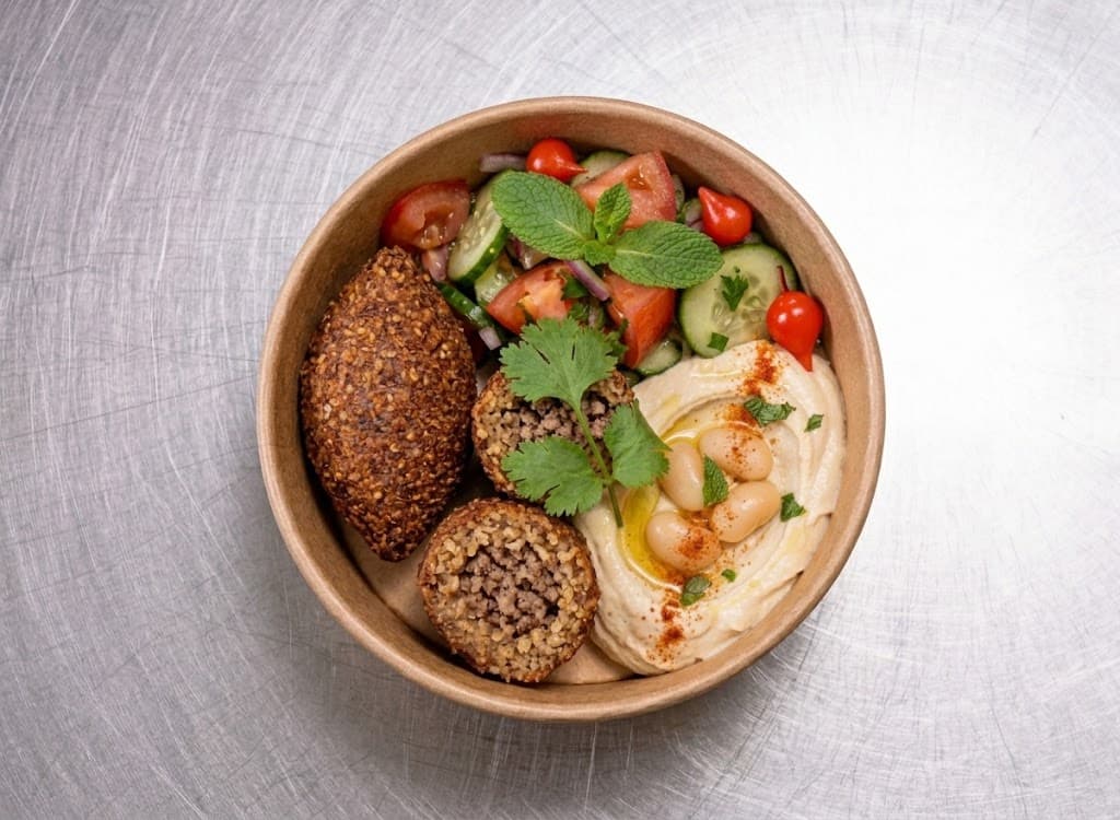Quibe Frito with Butter Bean Hummus
