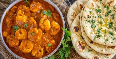 King Prawn Curry With Plain or Garlic Naan