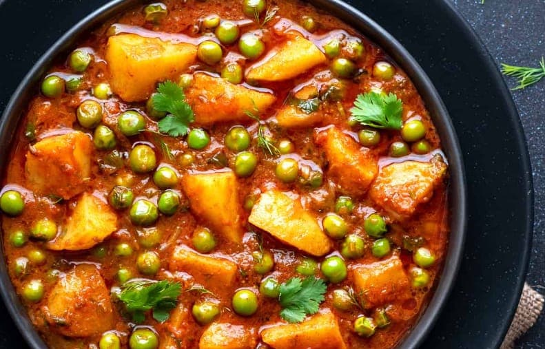 Aloo matter with Basmati Rice