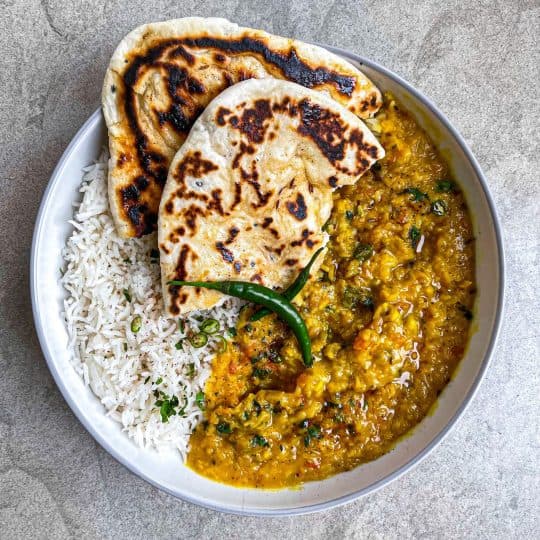 Dal Tadka with Plain or Garlic Naan