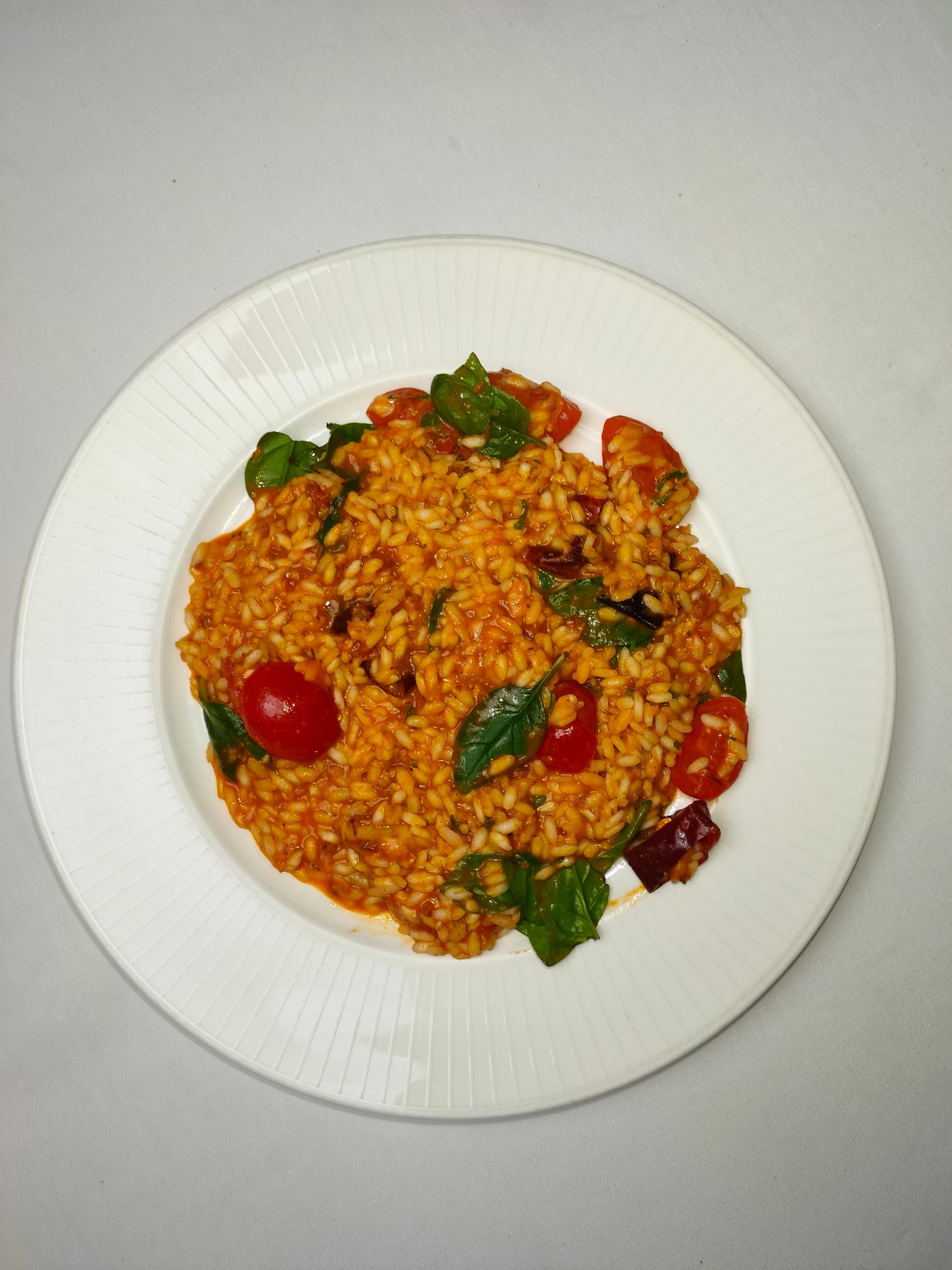 Risotto with Spinach & Spicy Salame