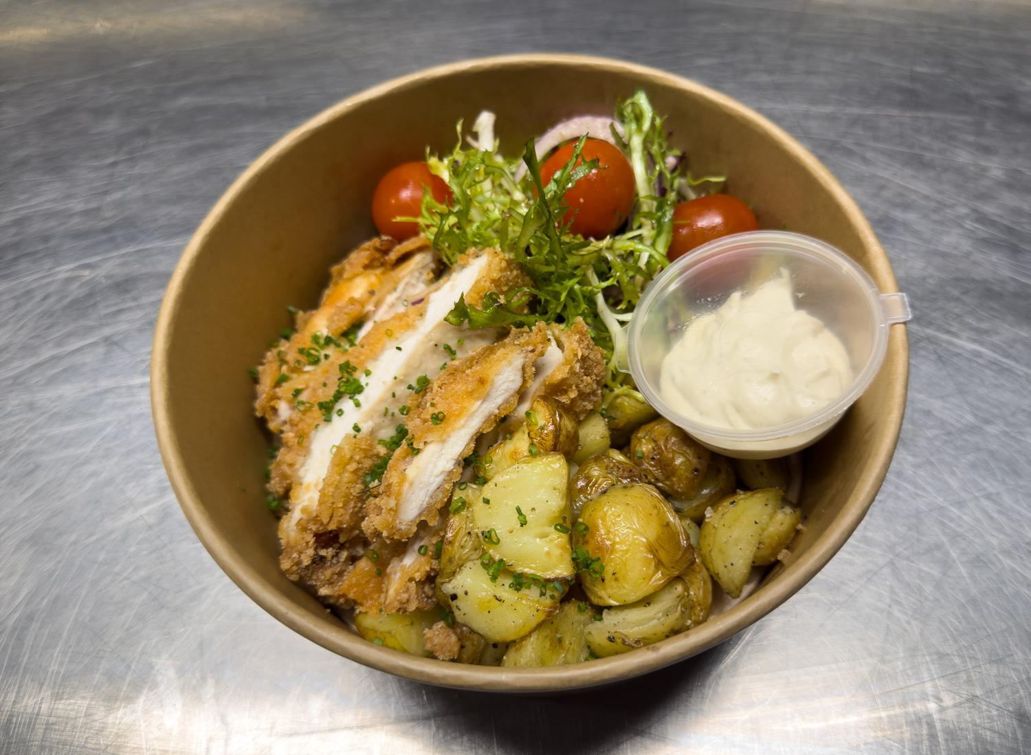 Rosemary Chicken Schnitzel Bowl
