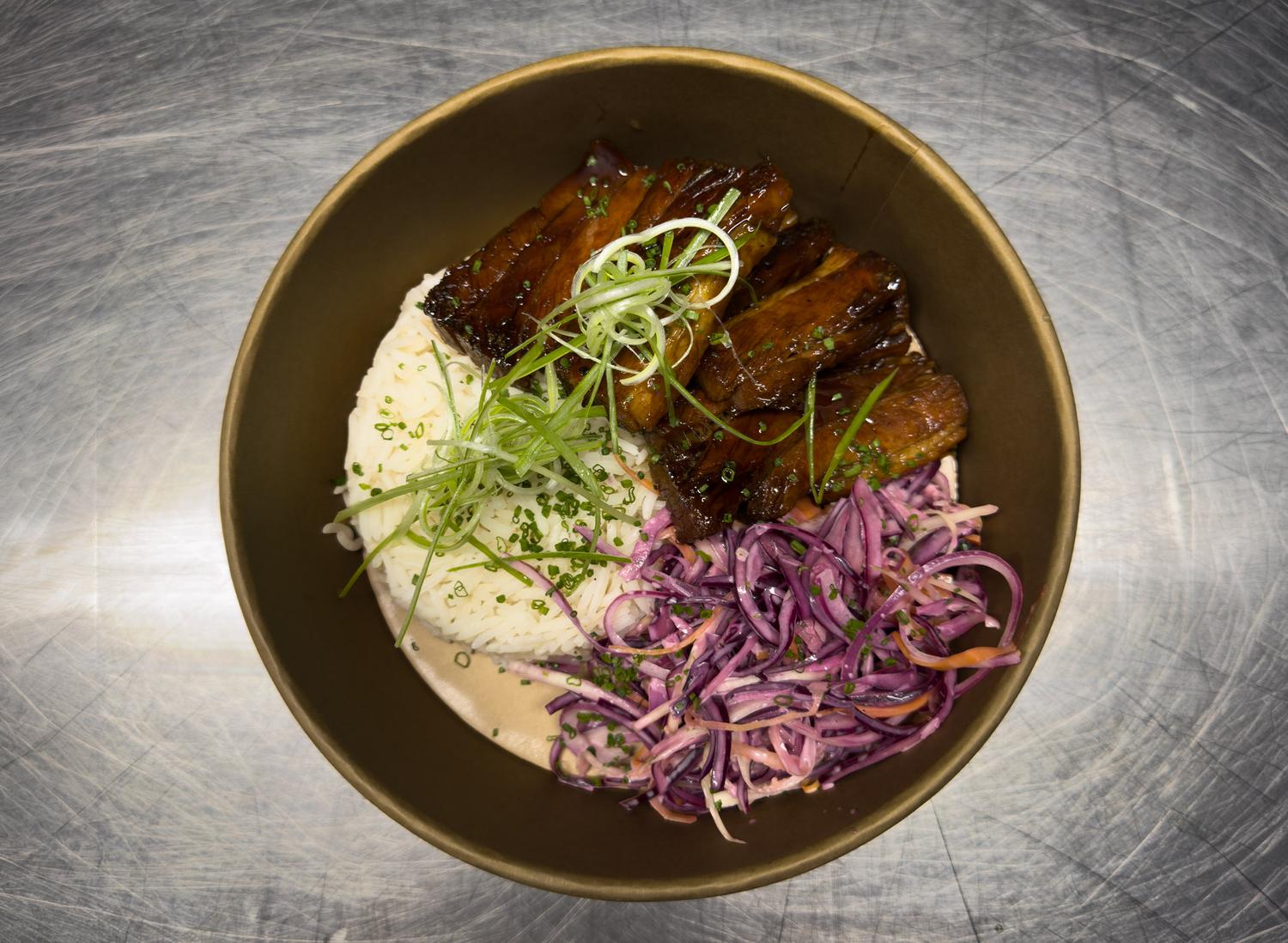 Sticky Glazed Pork Belly Bowl