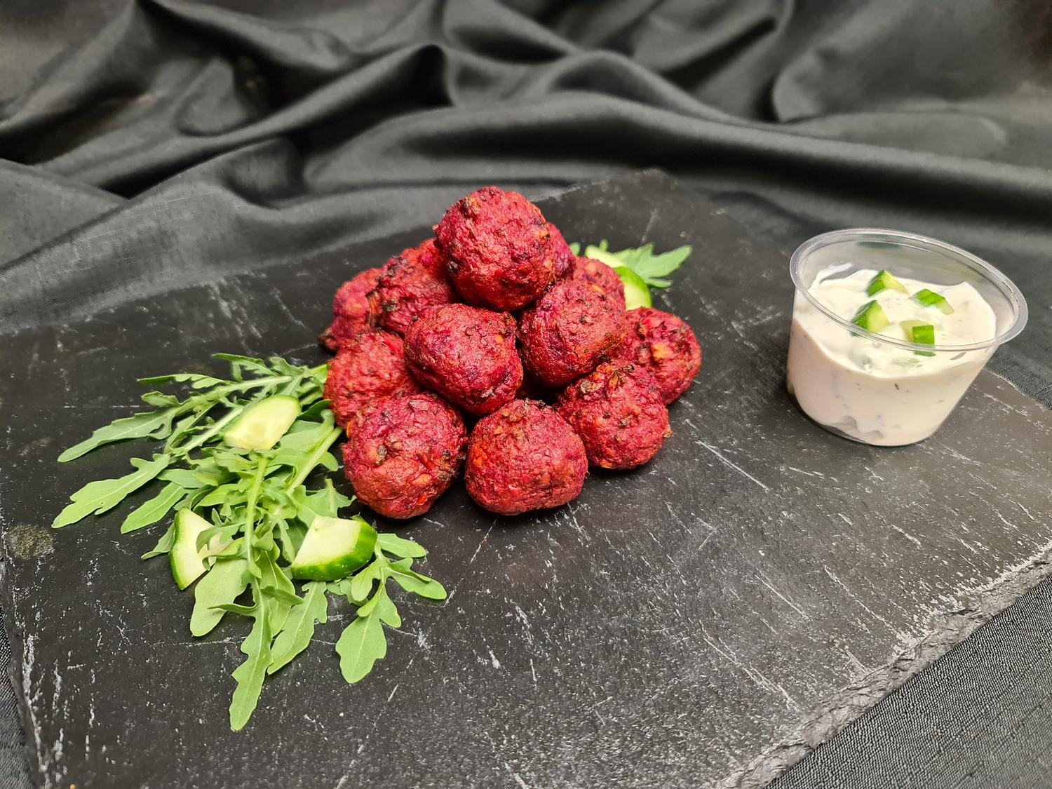 Beetroot Falafel & Tzatziki Platter