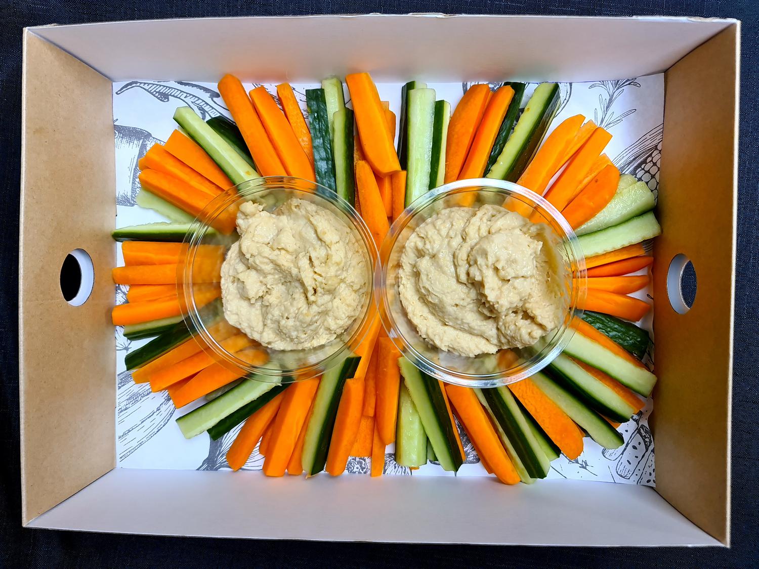 Hummus, Carrots & Cucumber Platter