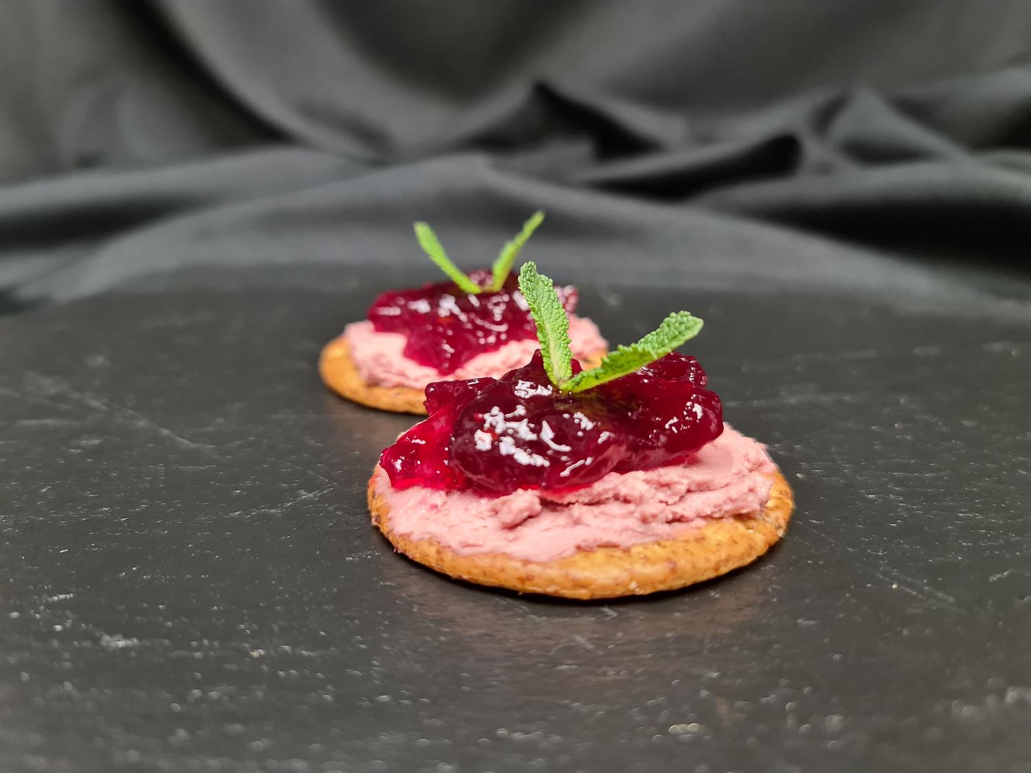 Chicken Liver Pate & Cranberry Sauce Cracker