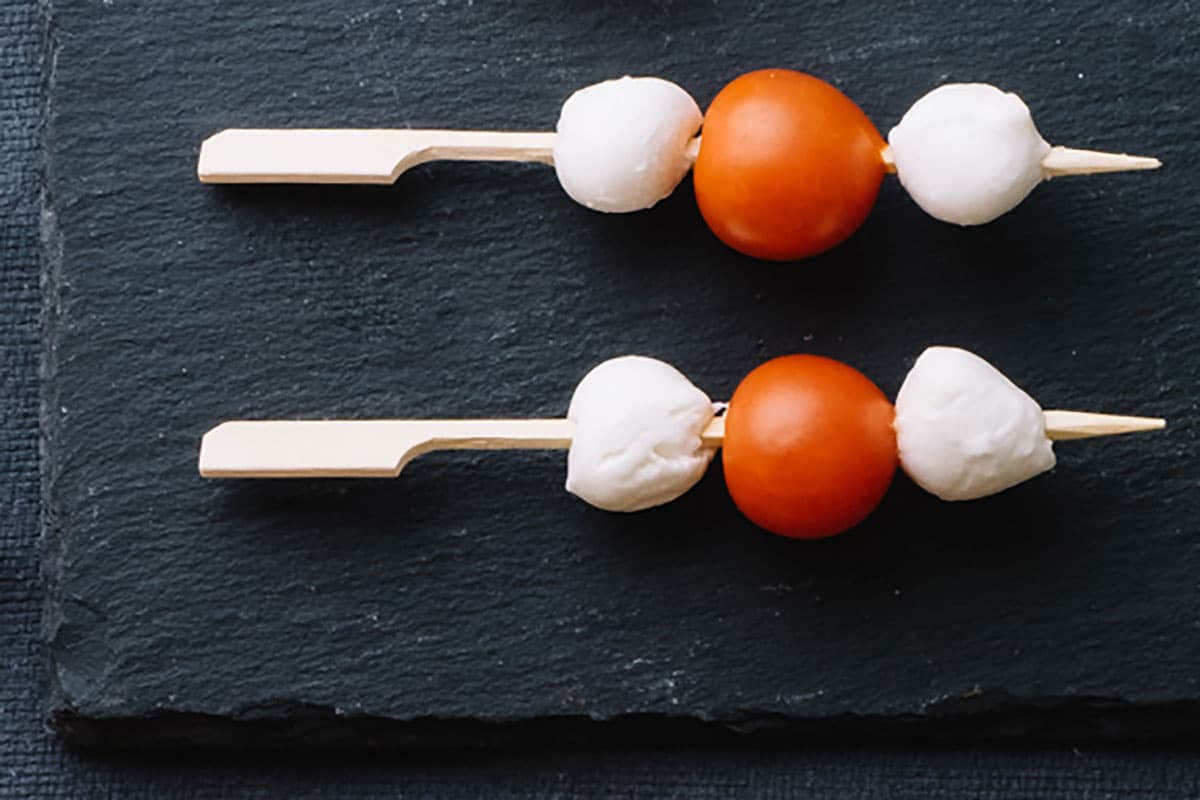 Mozzarella, Tomato & Basil Skewer