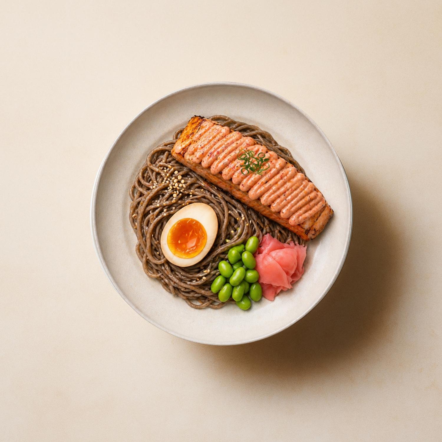 Mentaiko Salmon with Soba Bowl