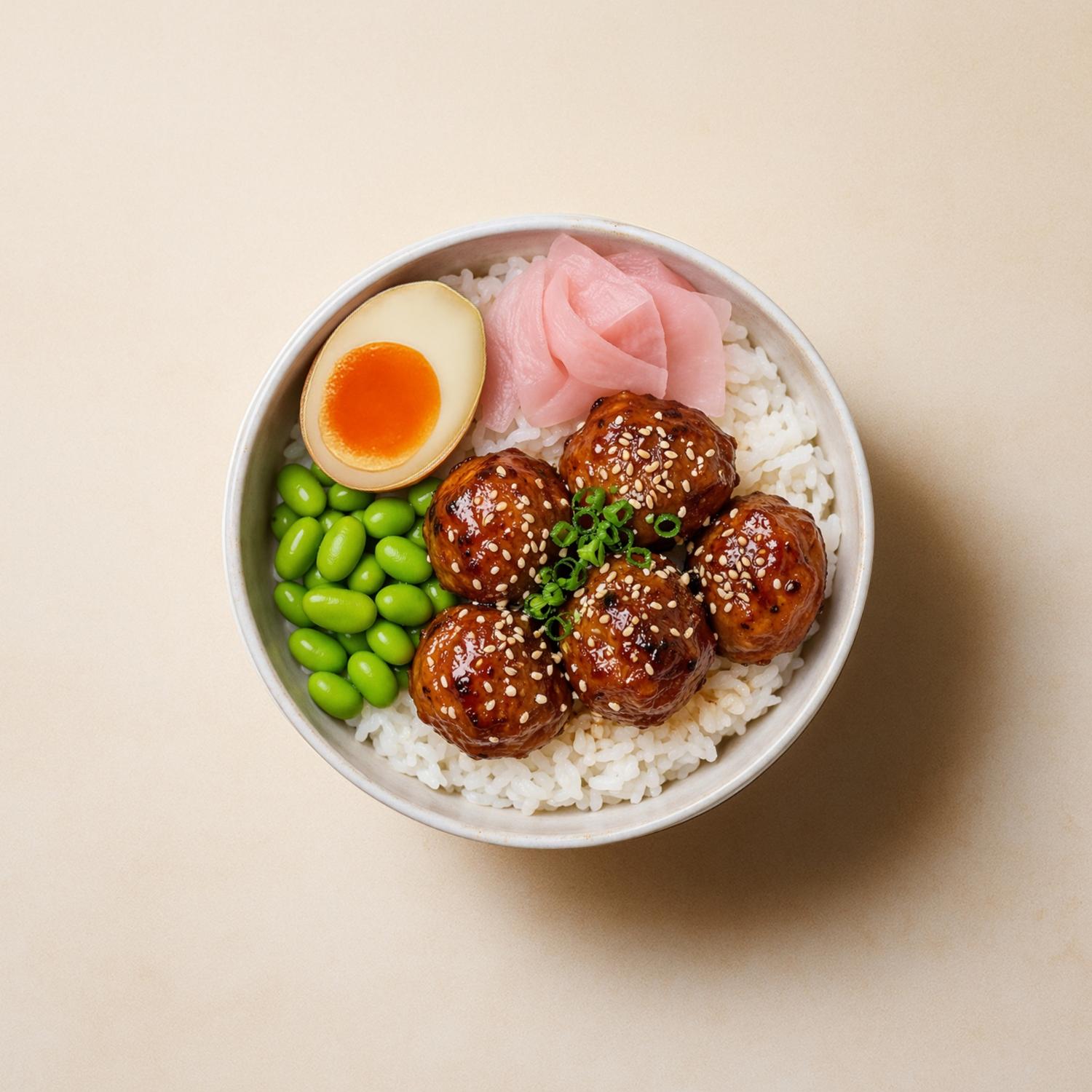 Togarashi Meatballs with Rice Bowl