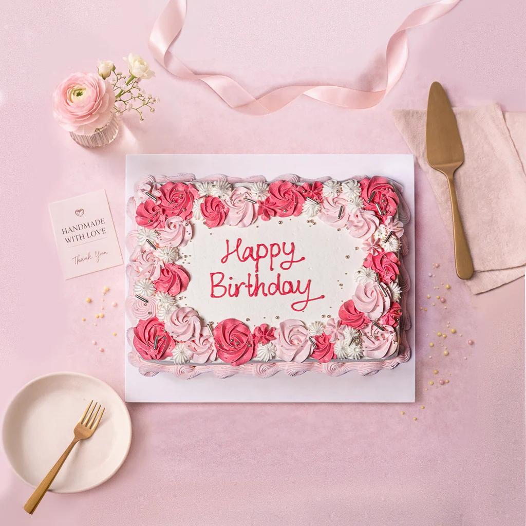 Small Fancy Piped Slab Cake